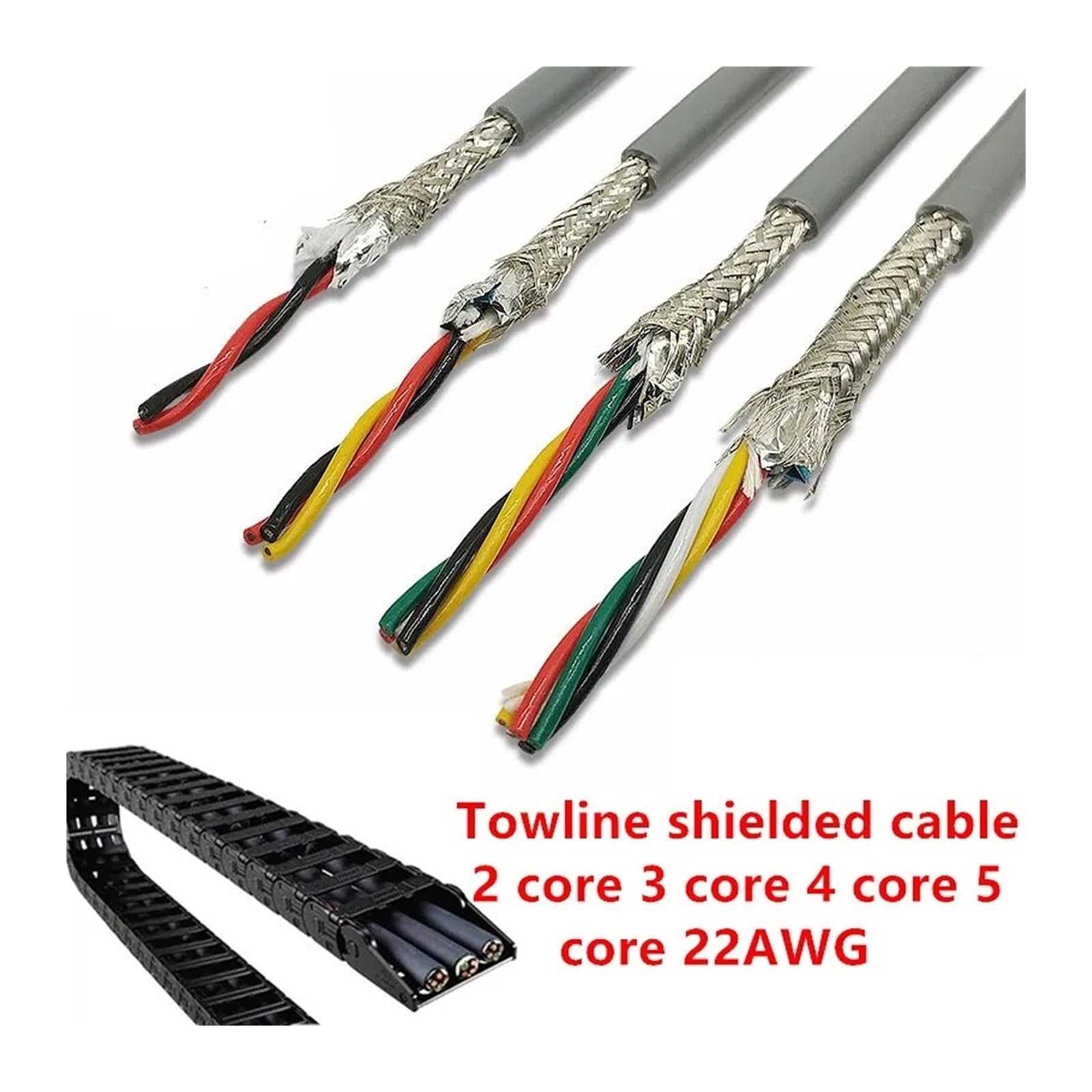 Cavo schermato for traino TRVVP da 5 m 2/3/4/5 core | Filo di rame flessibile resistente alla flessione in PVC da 22 AWG 0,3 mm²(3 core 22AWG 5 meter)