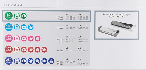 Leitz UDT Laminasyon Poşeti, A4, 80 mikron, 25 adet, Şeffaf