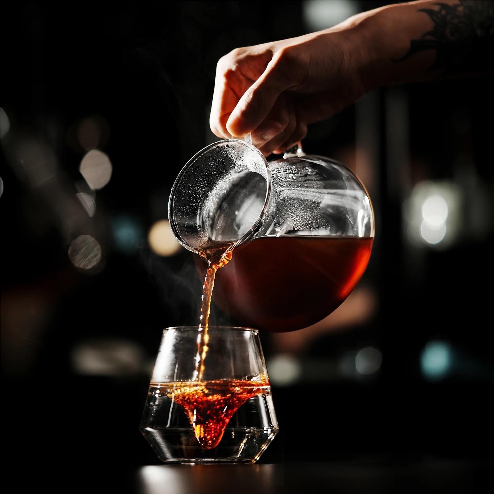 Compatibile con il caffè in vetro Hill MHW-3BOMBER | Bocca antigoccia a 45°, resistente agli sbalzi termici da -20°C a 120°C(600ml Aurora)