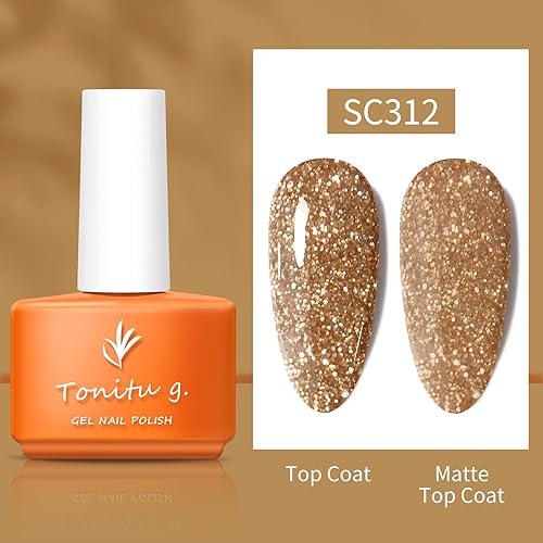 Miniatura 2 de TONITU G  Tontiu G - Esmalte de uñas de gel con lentejuelas brillantes, 0.2 fl oz, esmalte de uñas semipermanente, esmalte de gel semipermanente,