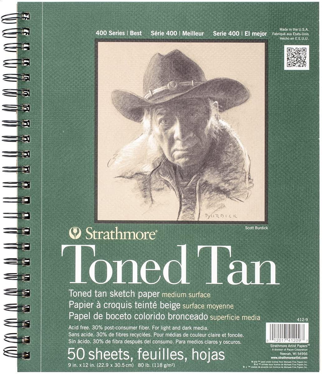 412-9 Tan Drawing 400 Series Toned Sketch Pad, 9"x12", 50 Count !!""0 3- Pack Limited Edition 2021