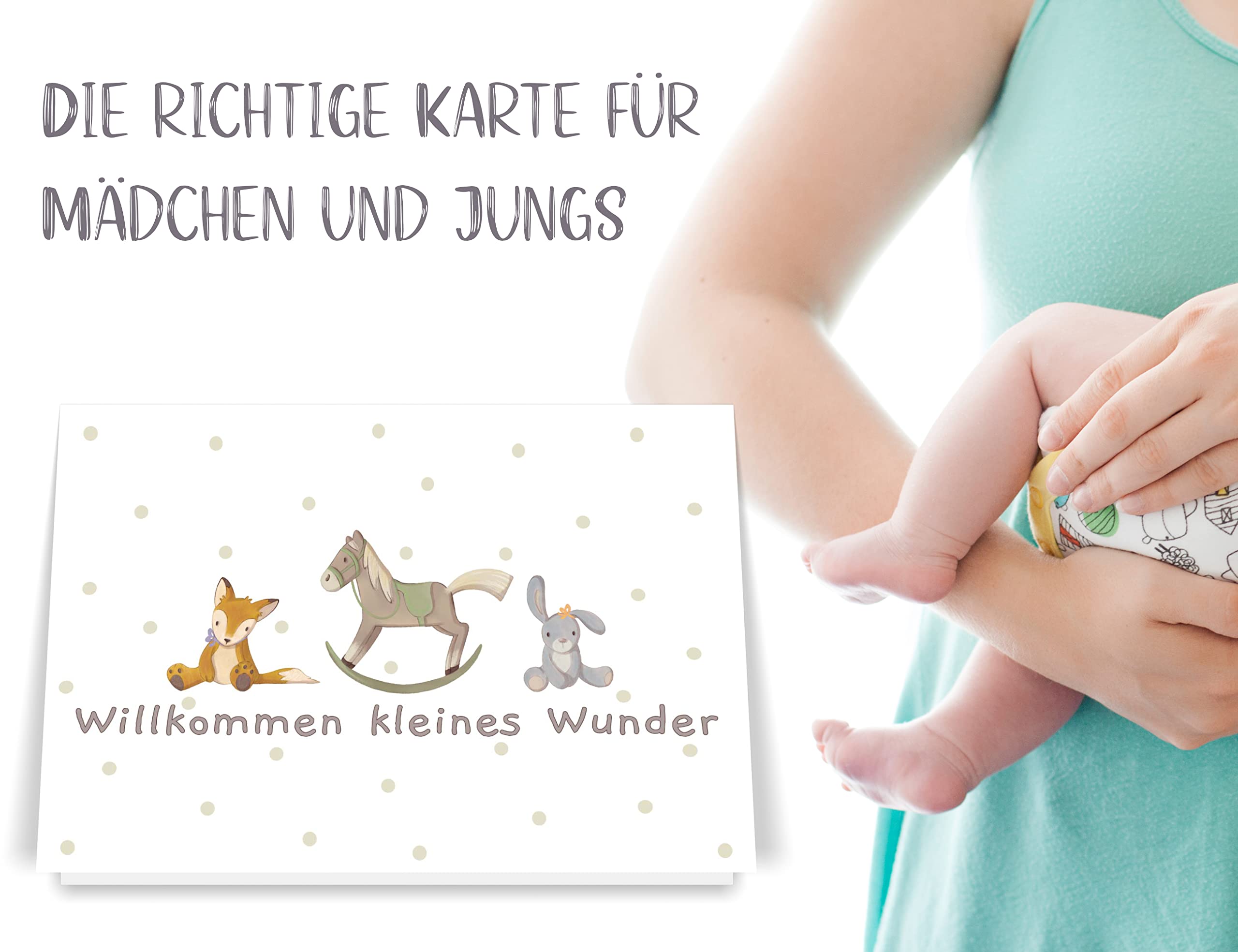 Carte De Vœux De Naissance Avec Animaux - Jolie Carte De Naissance Pour Garçons Et Filles - Carte De Vœux De Grossesse - Carte De Naissance De Qualité