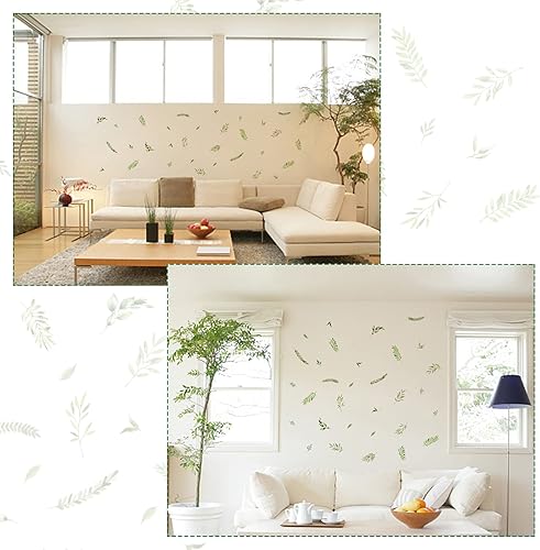 Miniatura 3 de SUPERDANT 31 calcomanías de pared de hojas, plantas verdes, hojas, calcomanías de vinilo, ramas con hojas verdes, calcomanías de pared, arte de