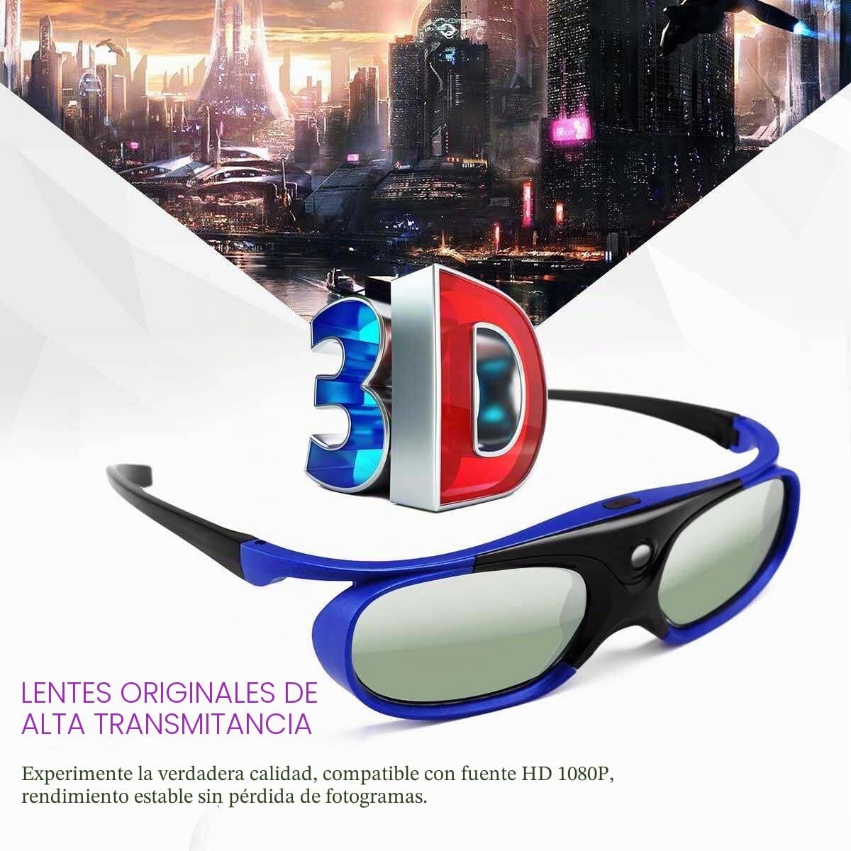 Gafas 3D recargables 3D para todos los proyectores DLP Link 3D compatibles con Acer ViewSonic BenQ Optoma Viewsonic DLP proyector DLP