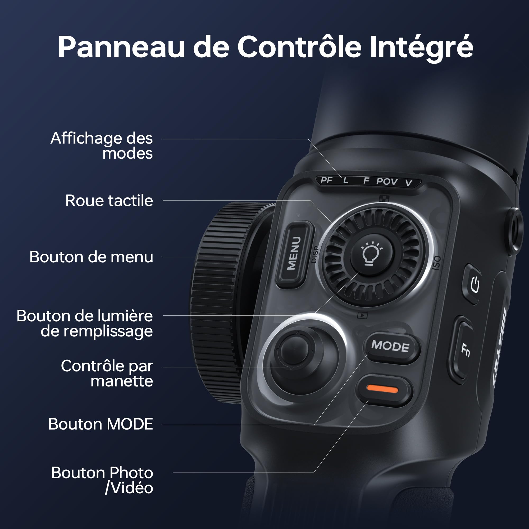 ZHIYUN Smooth-5S AI Pro[Officiel] Stabilisateur Smartphone, Handy Gimbal à 3 Axes, avec Trépied, AI Tracker, Feux de Remplissage, Stabilisateur Téléphone Portable, pour Vlog, Youtube, TikTok