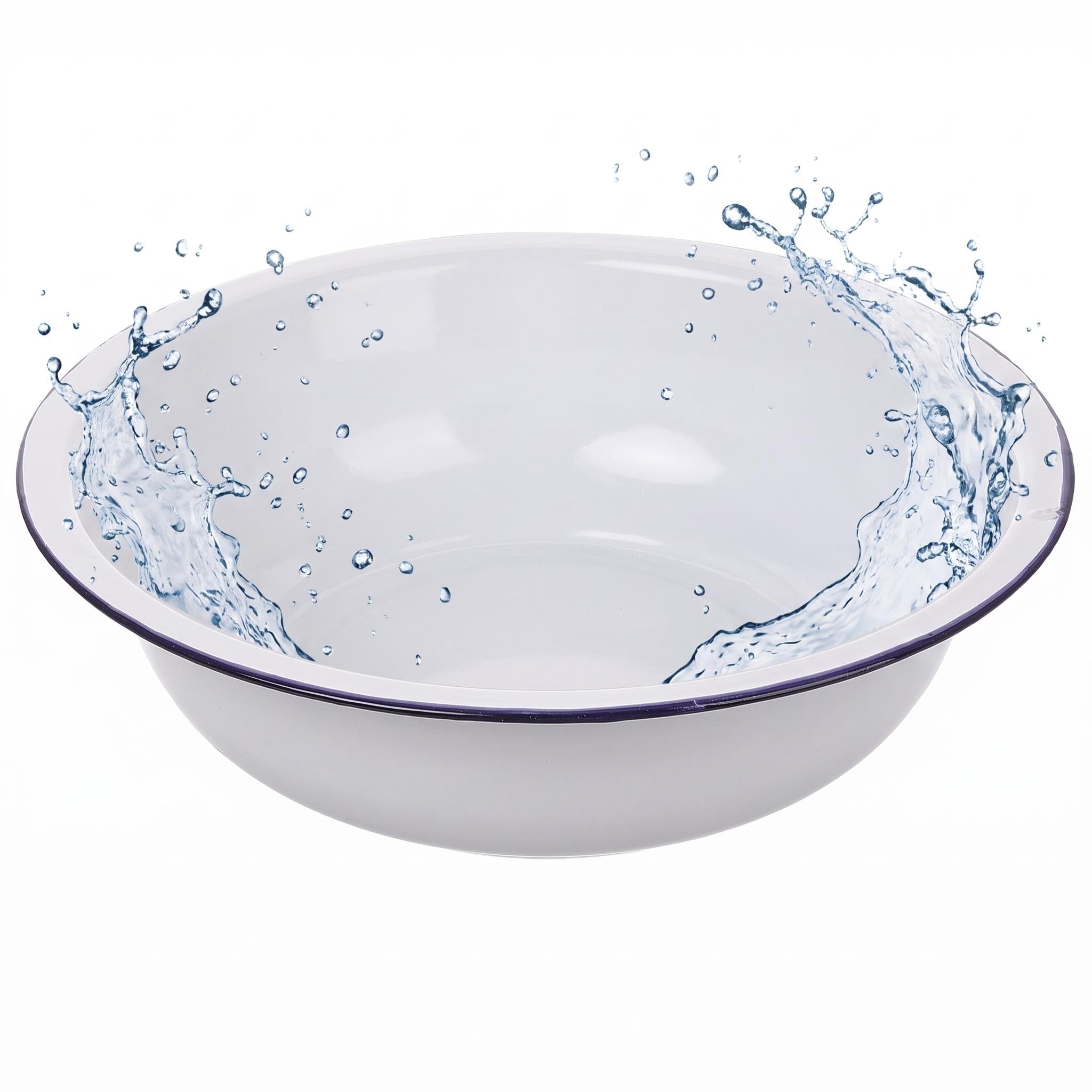 MAGICLULU Small Washing up Bowls for Sink, Vintage Old-Fashioned Enamelware Metal Kitchen Basin with Large Capacity, Easy to Clean and Sturdy Classic Round Enamel Bowl for Washing