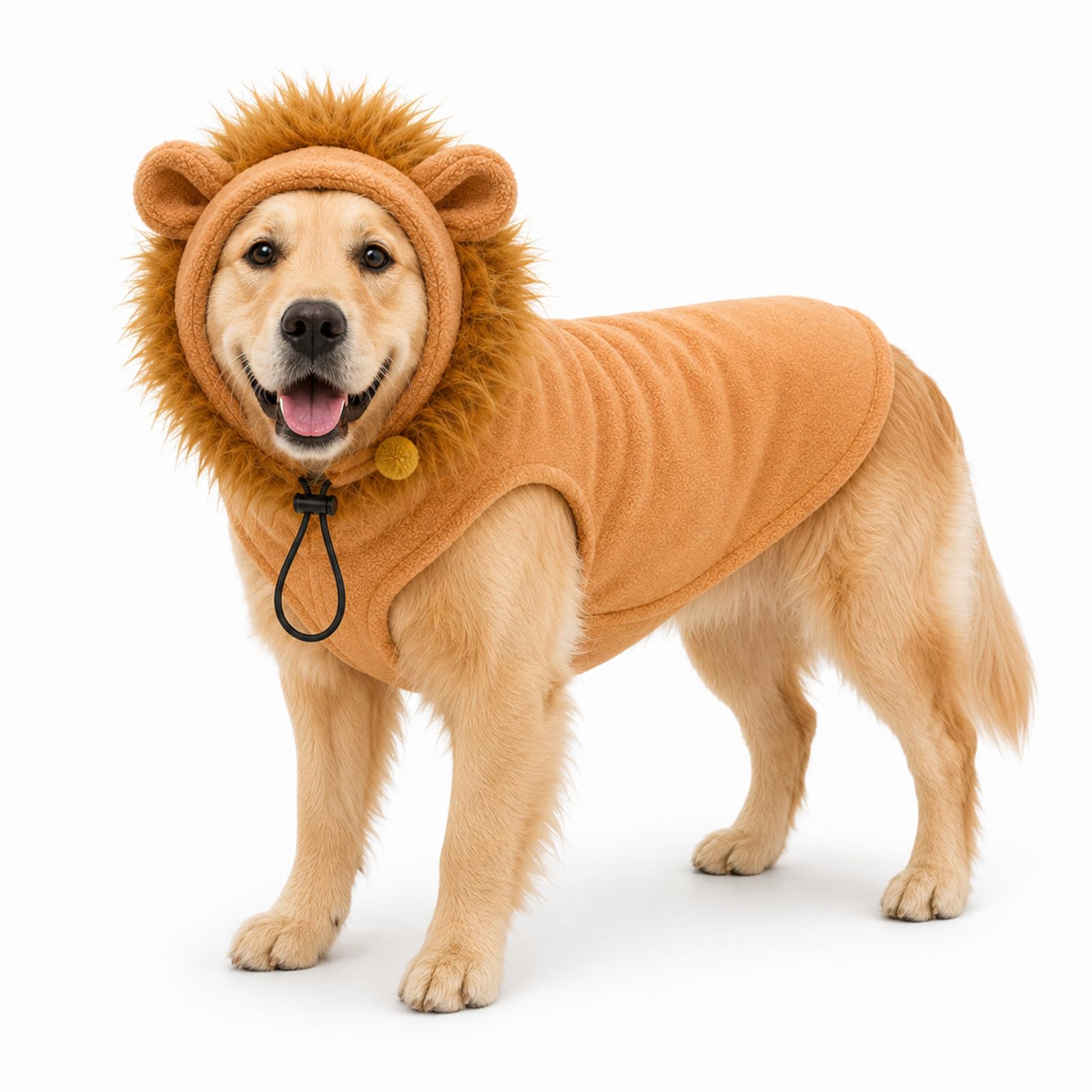 Colenumone dog costume Cosplay Outfit, Pet Mane Hood & Vest Set Yellow XL