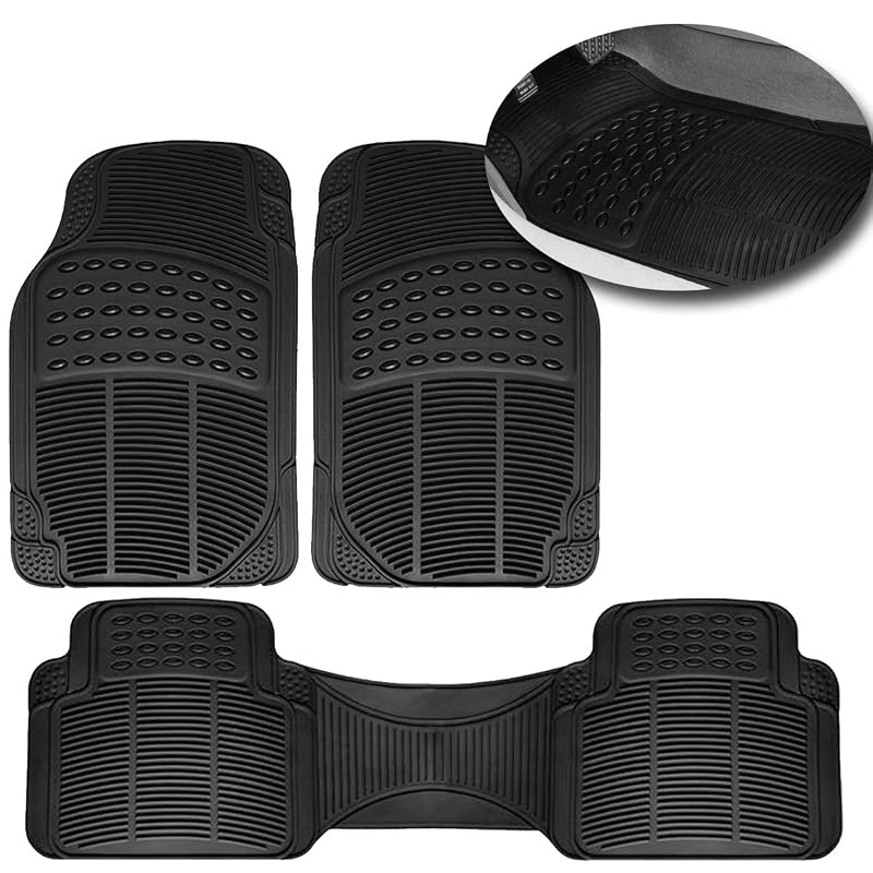 Tapete Automotivo Universal VaygWay de Borracha Preta Ajustável para Carro, Van, SUV ou Caminhão, 3 Peças