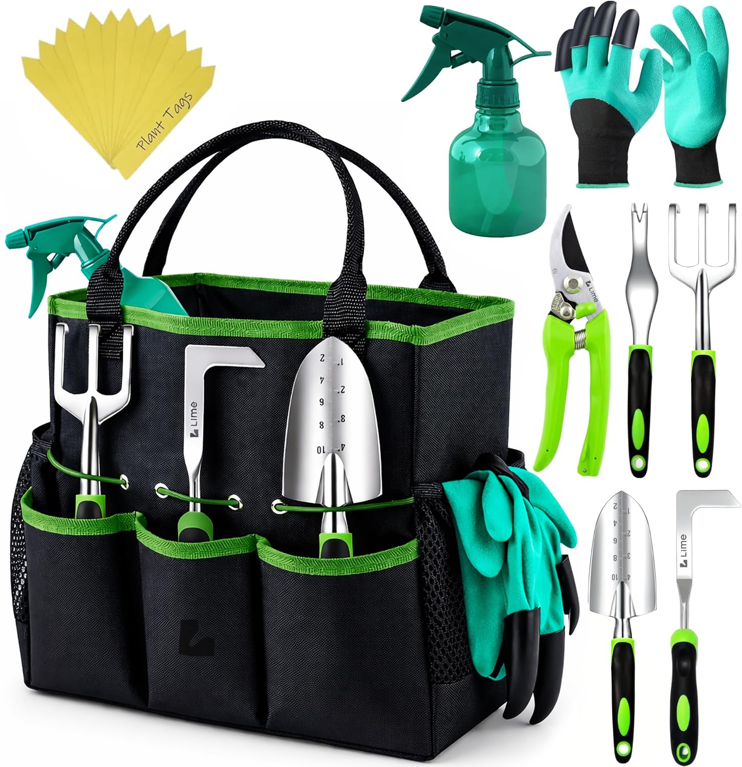 GROWIT Heavy Duty Gardening Tools - 23-Piece Gardening Gifts for Women, Men, Mom, Dad - Durable, Ergonomic Garden Tools Set