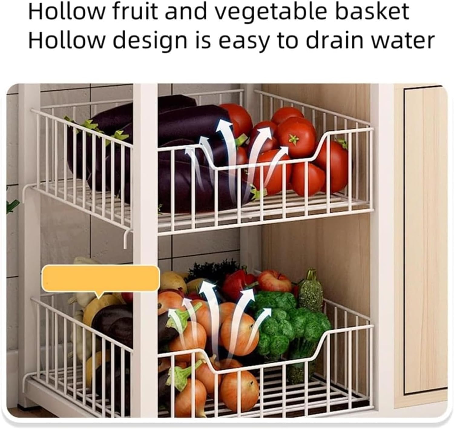 Multi-Tier Microwave Stand with Fruit and Vegetable Basket, Freestanding Kitchen Storage Rack with Doors, Large Capacity Organizer for Pantry, Living Room, Bedroom