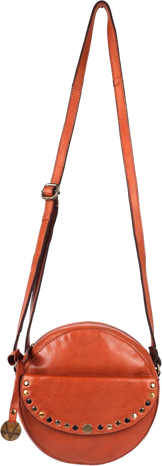 Genuine Italian Leather Boho Studded Round Crossbody Sling Bag - Stylish, Durable, & Perfect for Everyday Use for women - Image 6