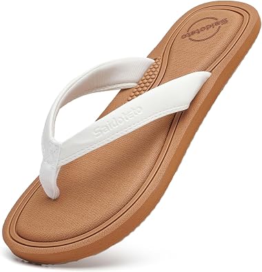 Saidoteto Womens Yoga Mat Flip Flops - Comfortable Lightweight Slip-On Sandals with Soft Thong Strap, Arch Support, and Quick-Drying, Water-Friendly Design for Summer & Beach