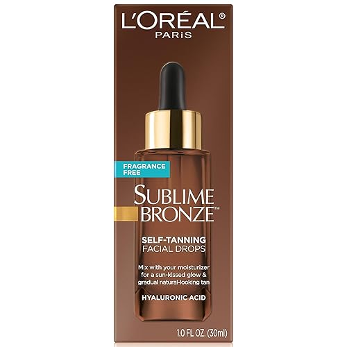 Miniatura 2 de L'Oreal Paris Sublime bronce auto bronceado gotas para cara, ácido hialurónico, gotas faciales autobroncedoras, bronceado construible, brillo