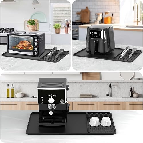 Miniatura 7 de Alfombrillas de silicona resistentes al calor para encimera, alfombrilla de freidora de aire de 24 x 16 pulgadas con soporte de accesorios de cocina
