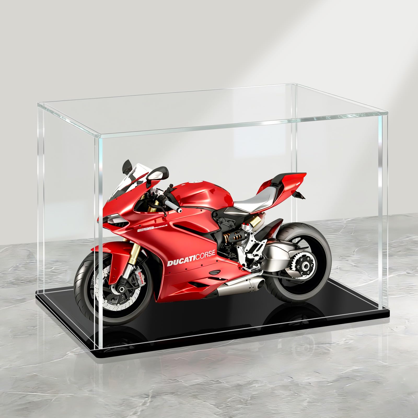 Clear Acrylic Display Case, Assemble Small Display Box Stand with Black Base, Dustproof Protection Showcase for Collectibles Memorabilia Figurines (6x4x4inch; 15x10x10cm)