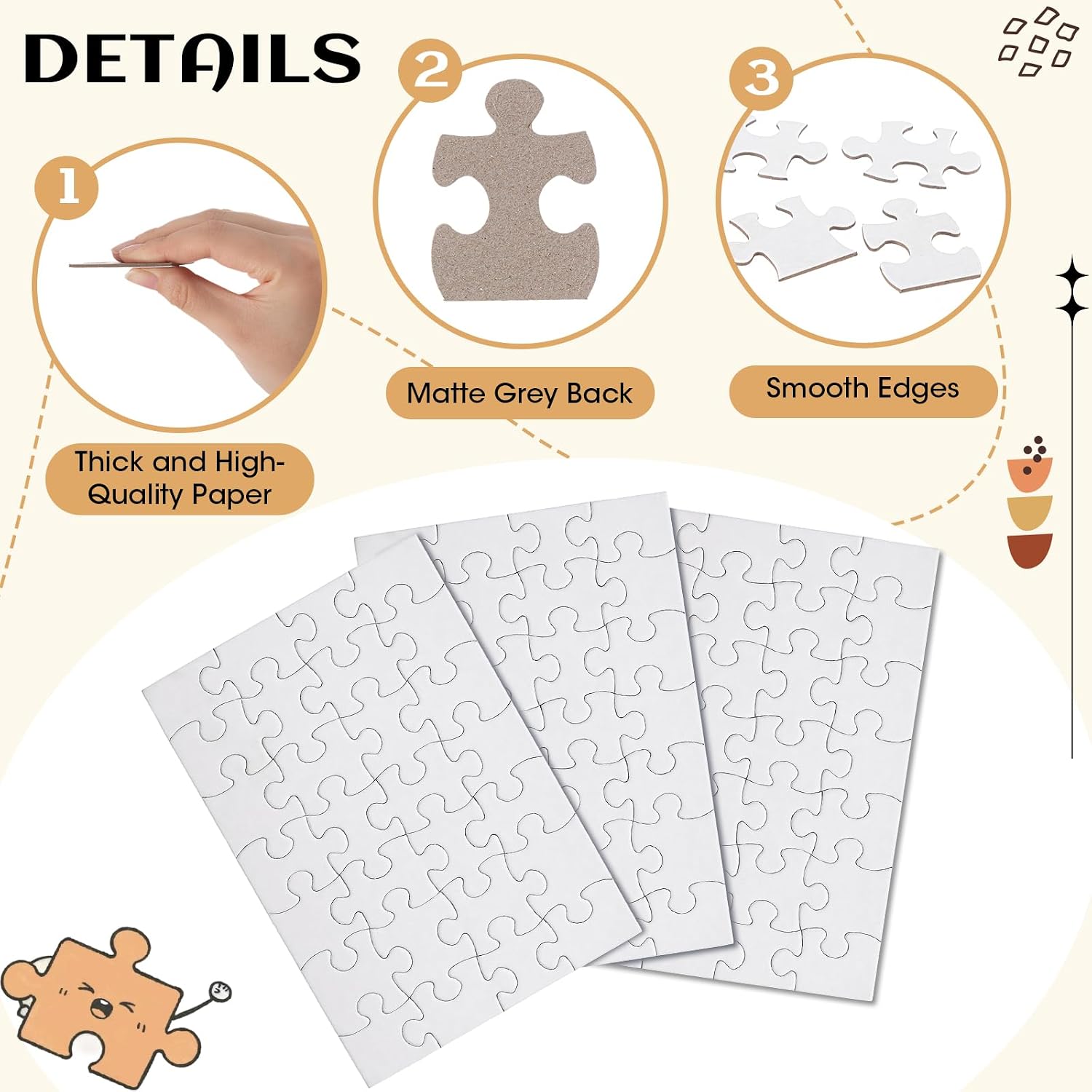 Maitys 72 Pack Blank Puzzles to Draw on Color Your Own Puzzle Pieces for Adults DIY Activities, Arts & Crafts or Party (28 Pieces Style)
