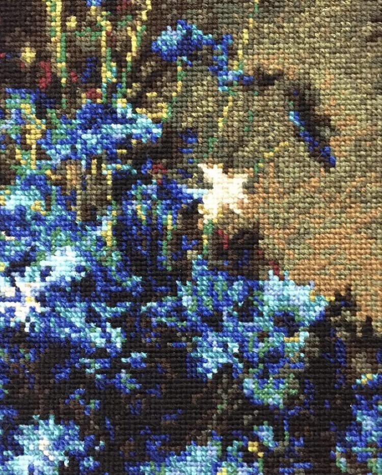 Image of RIOLIS 1772 Cornflowers According to I. Levitan Counted Cross Stitch Kit, Cotton, Multi-Colour, 3040cm