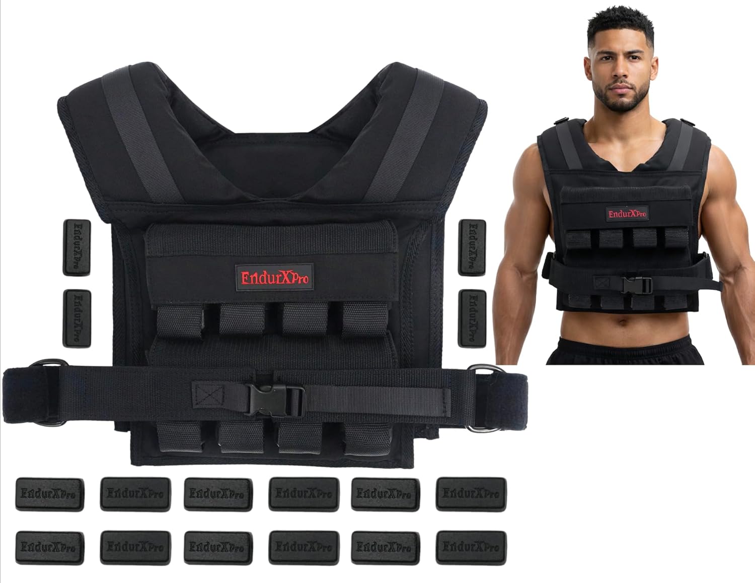 Weighted Vest for Men & Women – Adjustable 25lbs/35lbs/45lbs, 1000D Cordura Tactical Weight Vest with Removable Iron Weights for Rucking, Running, Cross Fit, Strength & Fitness Training