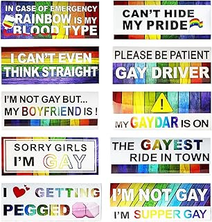 10PCS Magnetic Bumper Sticker Decals, Funny LGBT Rainbow Prank Car Stickers, Magnets Pranks Car Reflective Decals for Vehicle Truck Luggage Window Refrigerator