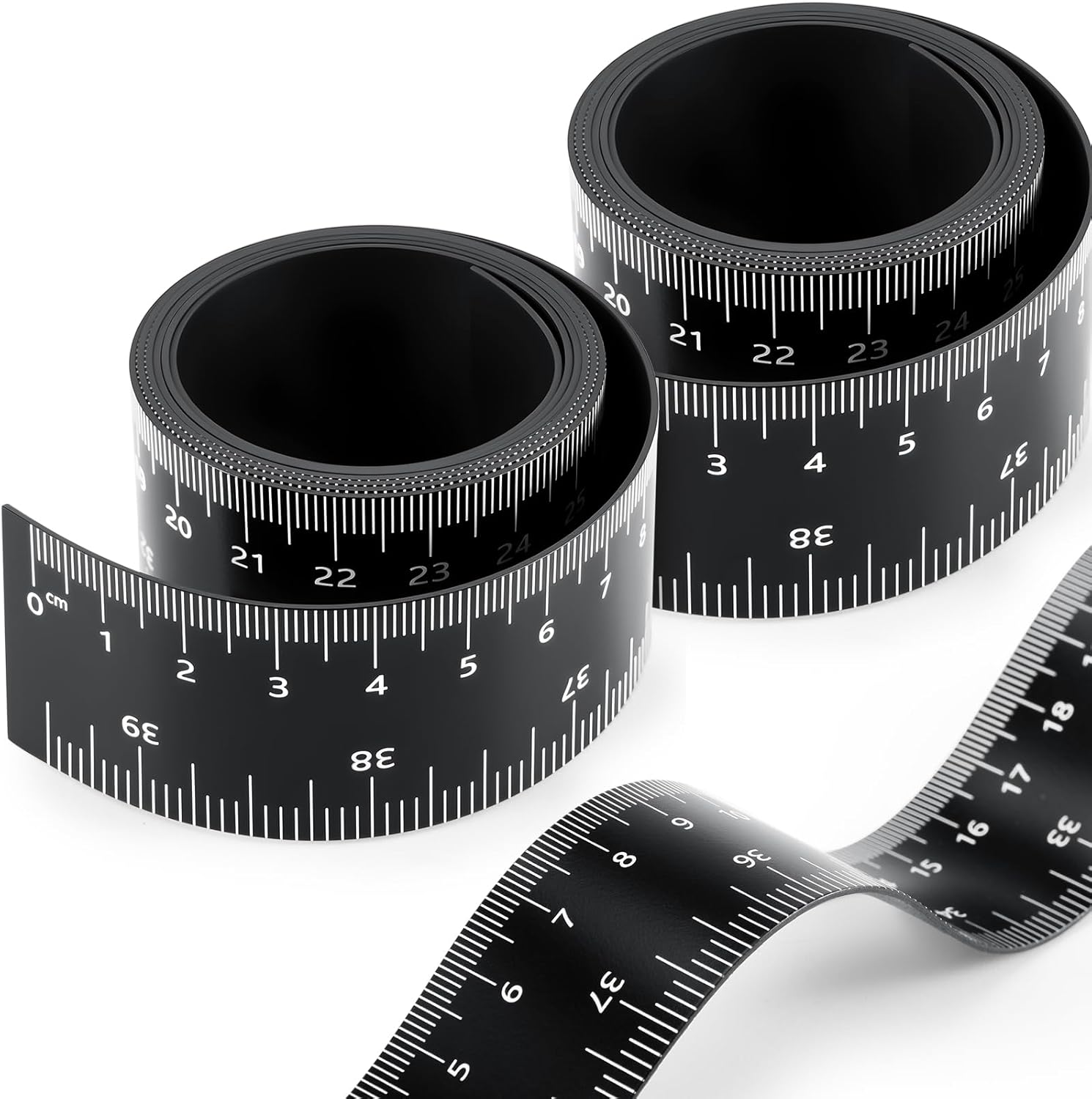Relaxweex 2 Pcs 39.37 Inch Magnetic Ruler Flexible Magnetic Tape Measure with Both Inches and Centimeters, Suitable for Whiteboard, Lathes, Workshops, Mills, Easy to Take (Black)