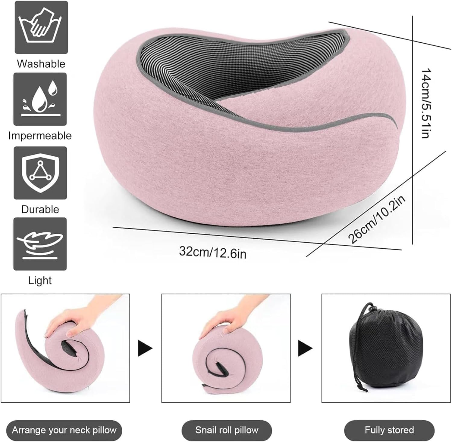 WEERSHUN Travel Pillow for Airplanes, 2026 New Memory Foam Neck Pillow with Chin Wrap for Traveling, Suitable for Airplanes, Offices and Cars