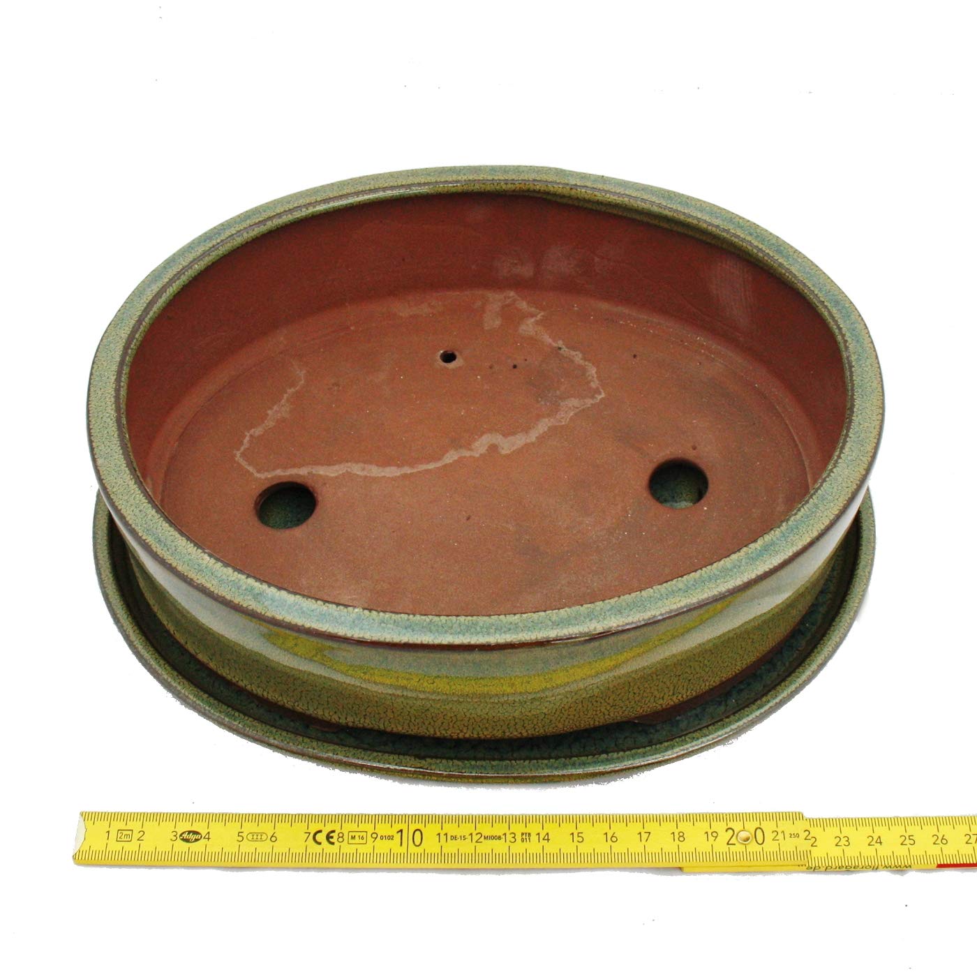 bonsaï Bol avec soucoupe gr. 4 – Ovale O1 – Olive-brown – L 25 cm – L 20 cm – H 7,5 cm