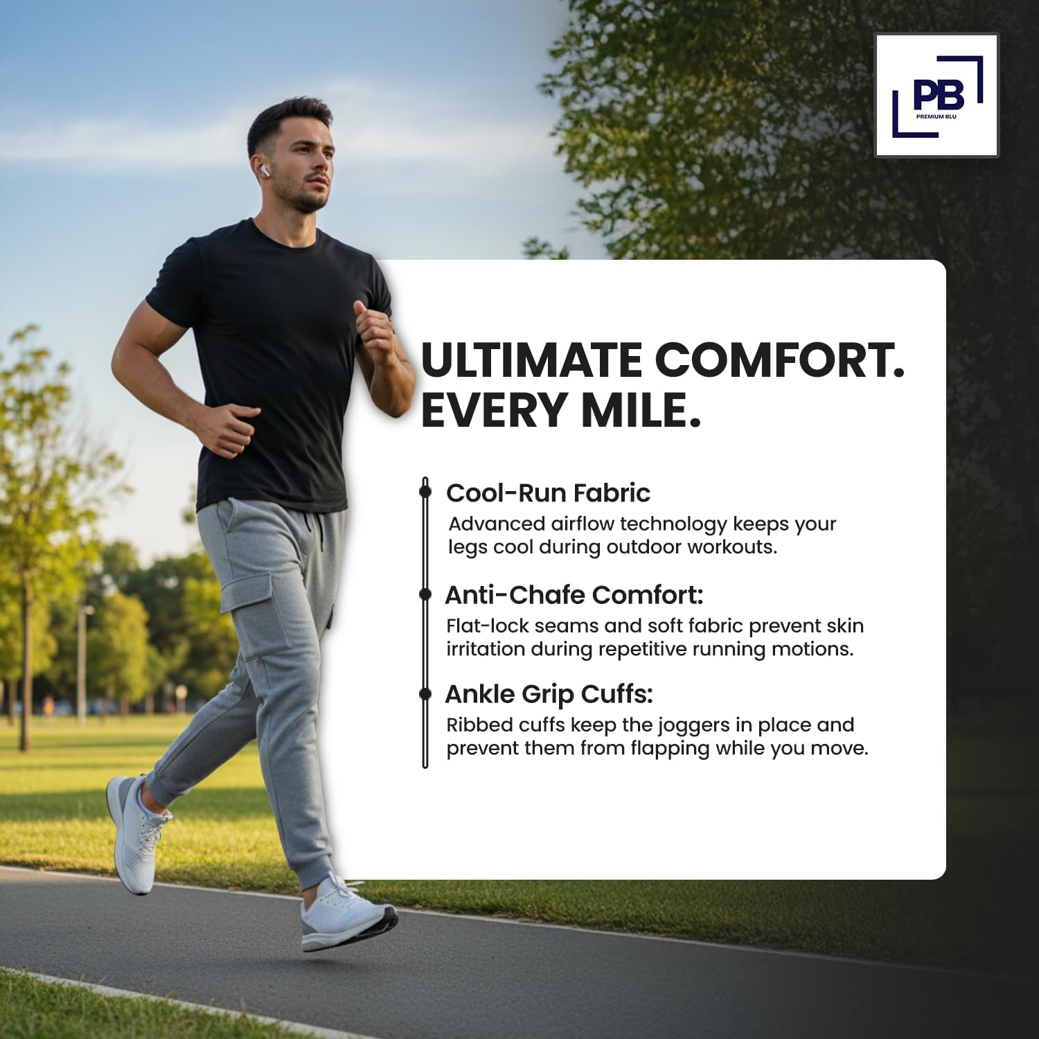 PB Mens Sweatpants 3-Pk – Fleece Joggers for Men with Cargo Or Zipper Pockets, Athletic Sweatpants & Mens Joggers Sizes S–XL - Image 6