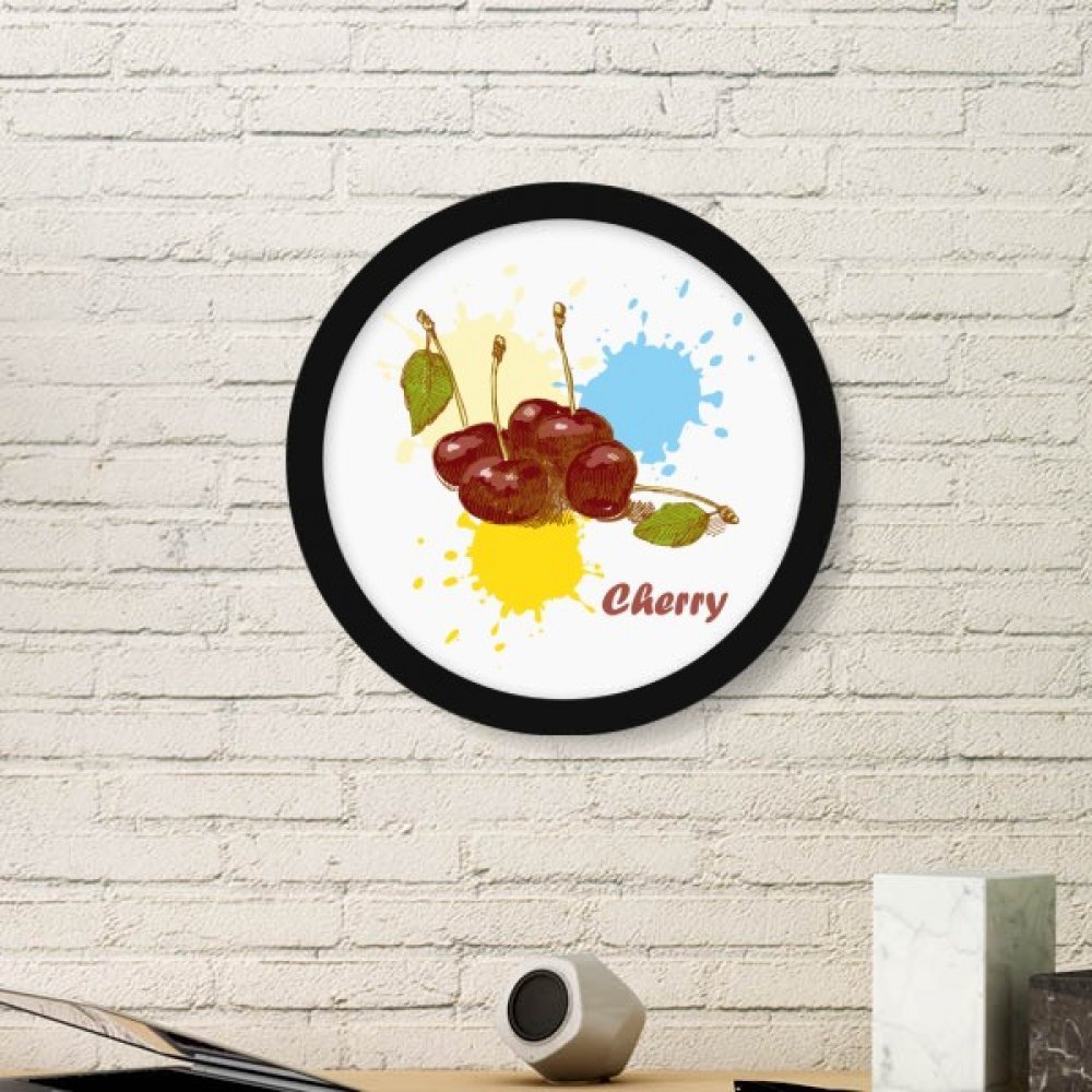 Cadre photo rond en bois motif cerise aquarelle, le cadeau de décoration idéal pour vos proches