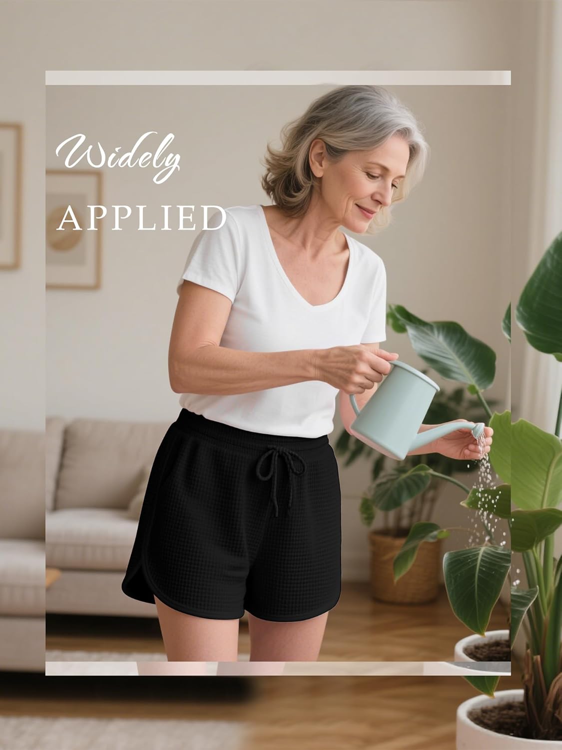 Neer 3 Pack Women's Waffle Knit shorts, Drawstring Casual Pajama Lounge Summer Yoga Sweat Shorts with Pockets - Image 4