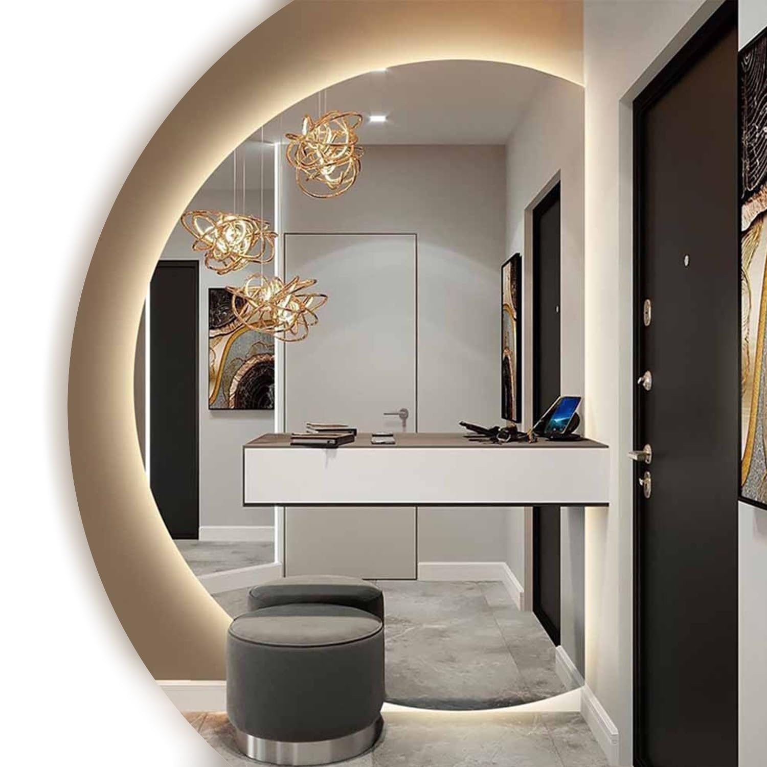 SXFSDOU LED Backlit Bathroom Mirror, Frameless Wall Mounted, Dimmable Touch Switch Vanity Mirror