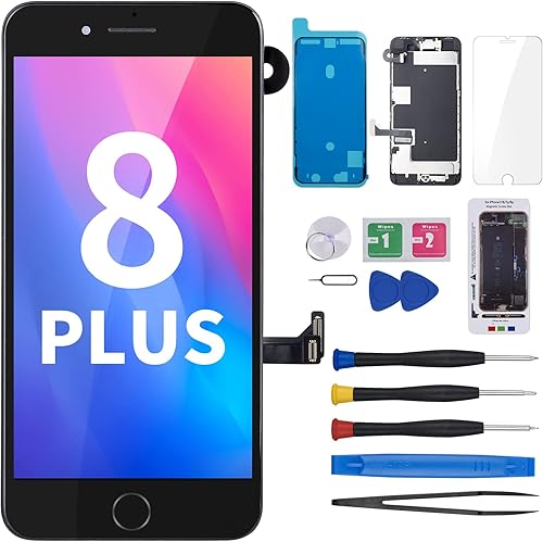 Reemplazo de pantalla para iPhone 8 Plus con botón de inicio de 5.5 pulgadas, kit de reparación negro, pantalla LCD táctil 3D 8Plus, montaje