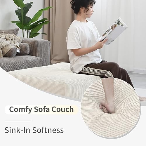 Miniatura 4 de WJShome Cloud Couch - Sofá modular modular de pana de 102 pulgadas, sofá modular LoveSofa de 2 plazas, sofá seccional convertible beige para sala de