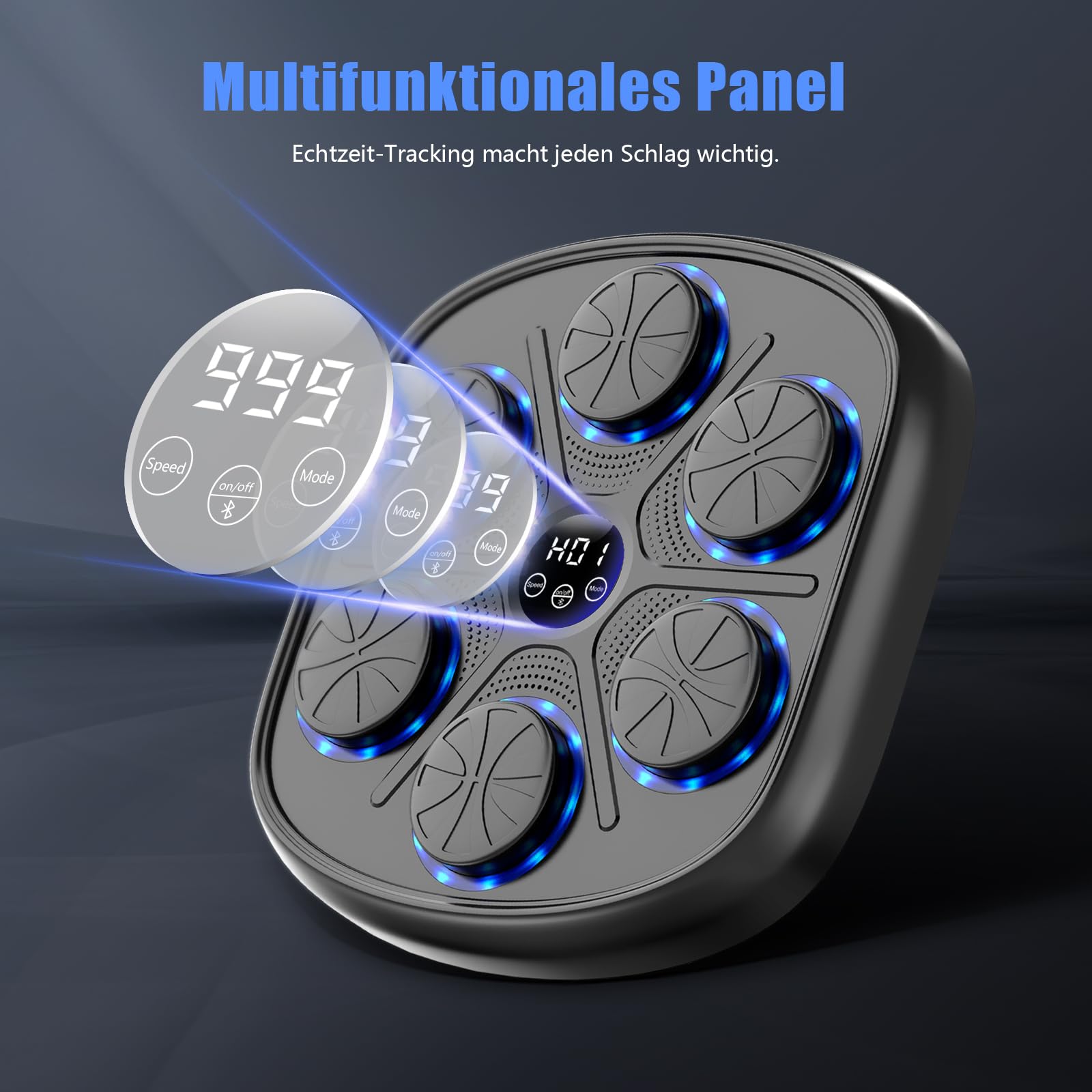 Buba Toys Musik-Boxmaschine Mit Boxhandschuhen, Wiederaufladbare Wandmontierte LED-Smart-Bluetooth-Boxmaschine, Heim-Smart-Box-Fitnessgerät, Perfekt Für Reflex- und Hand-Augen-Koordinationstraining