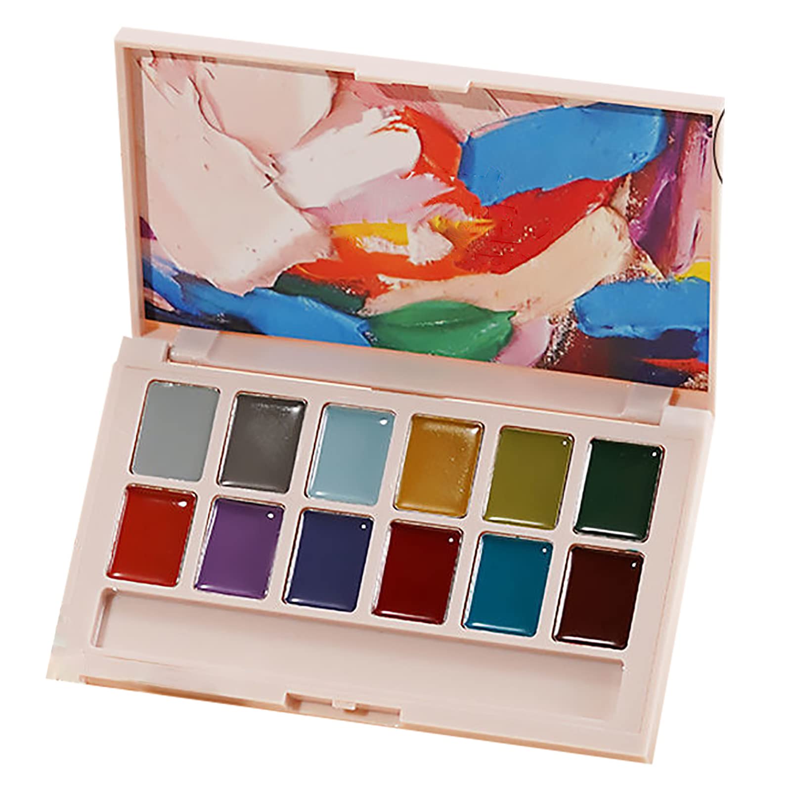 Esmalte de Uñas de Gel en Crema 12 Colores Paleta de Barro de Pintura de Uñas Curada con un Cepillo de Uñas Gel de Crema Kit de Manicura de Salón de Arte de Pintura DIY
