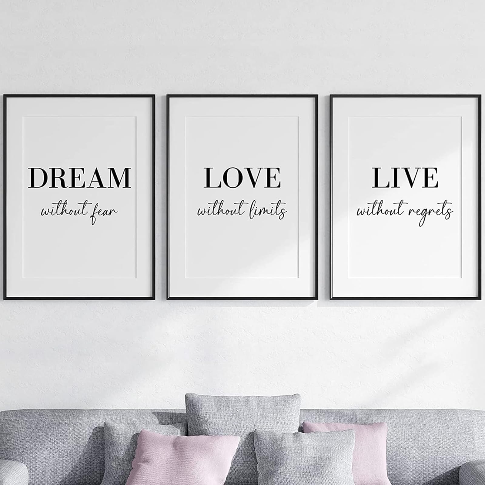 MHLCMG Black White Canvas Painting Dream Love Live Pictures Wall Art Poster Art Print Picture Wall Living Room Bedroom Decor No Frame (3 x 30 x 40 cm)