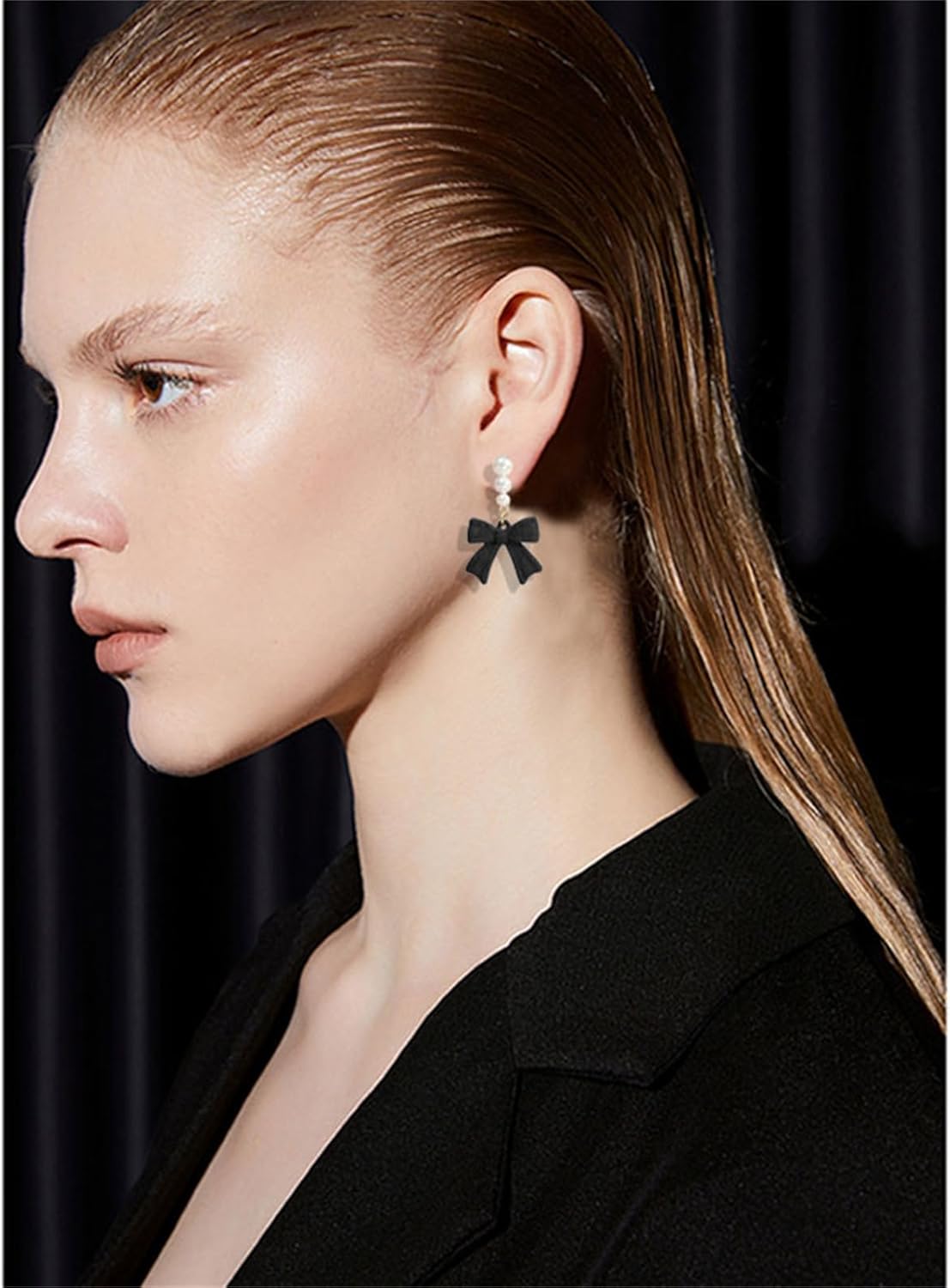 Christmas Bow Earrings for Women Trendy Pearl Red Ribbon Bow Stud Earrings Wedding Party Daily Jewelry Accessory - Image 3