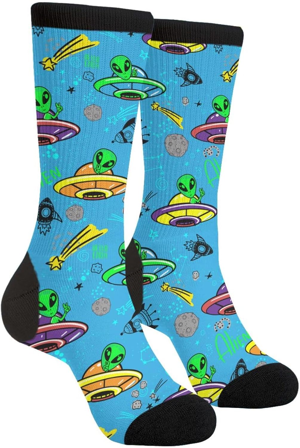Alien Novelty Crew Socks Casual Crazy Funny Dress Socks For Women Men Teens Gift