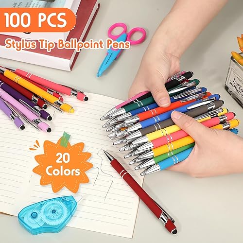 Miniatura 5 de Yeaqee 100 bolígrafos con punta de lápiz capacitivo, tinta negra 2 en 1, punta media de 0.039 pulgadas (0.039 in) para tableta de pantalla táctil