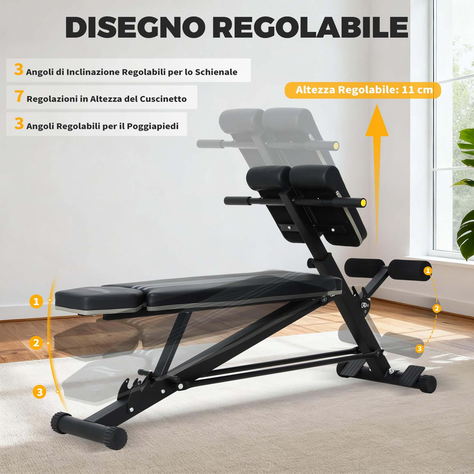Panca Multifunzione per Casa, Panca Regolabile Pesi Inclinata per Allenamento, NV-5514