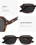 SOJOS Trendy Rectangle Polarized Lunettes de soleil Femmes Hommes, Petite Mode Rétro mince Slim Square Sunnies SJ2610