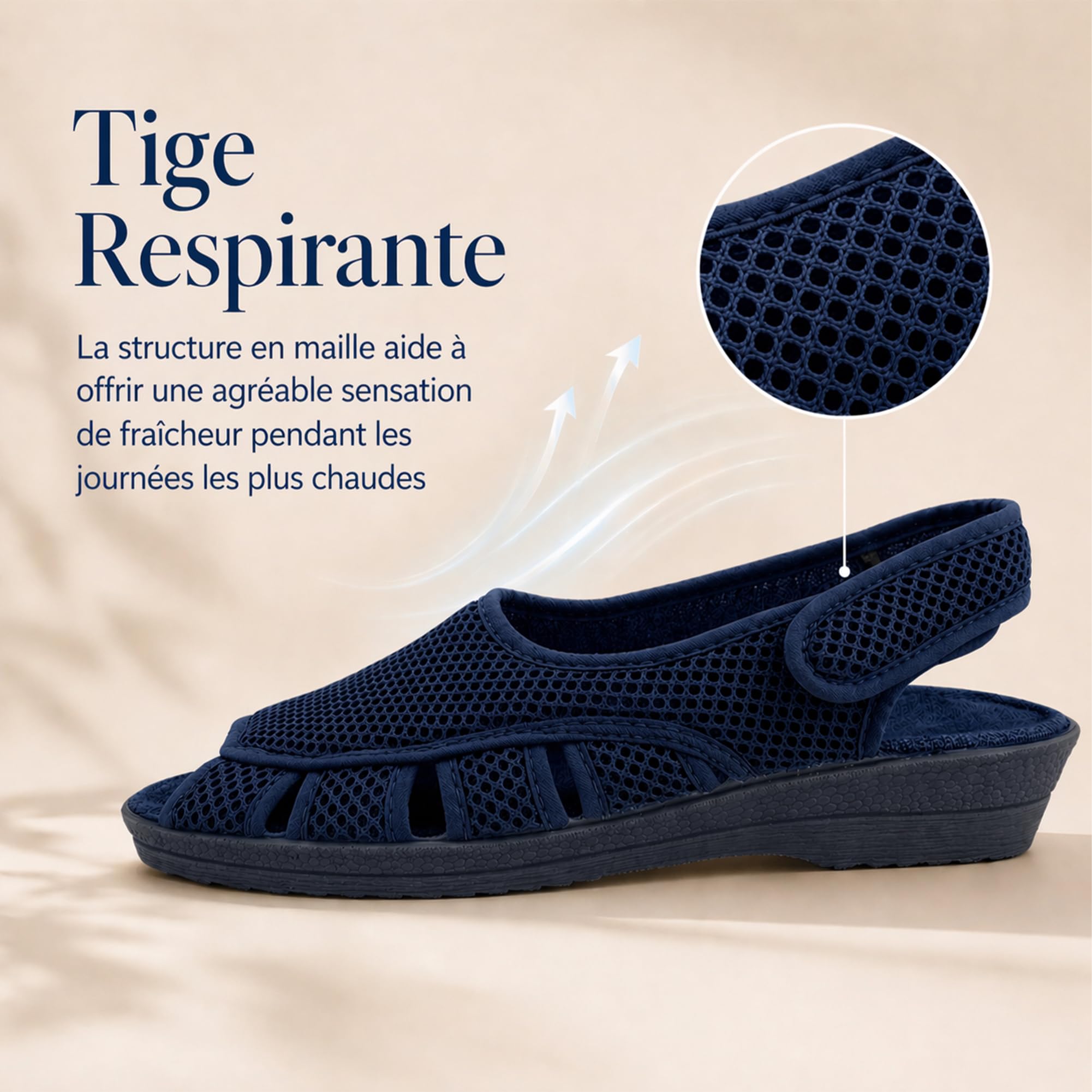 JOMIX Sandales Femme Confort Respirantes avec Scratch Chaussures Été Légères avec Bride Réglable Bout Ouvert Semelle Antidérapante pour Maison Quotidien et Petites Sorties