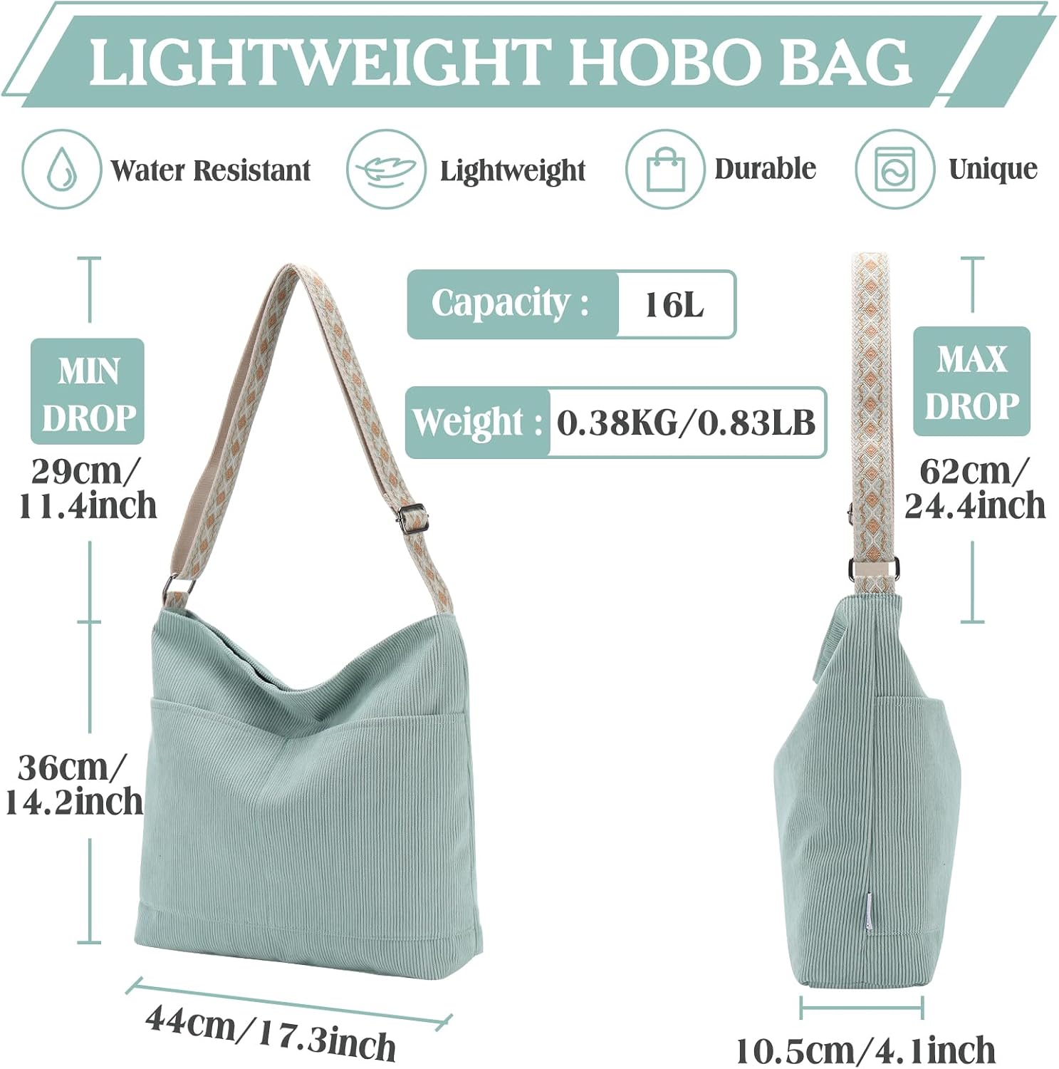 VX VONXURY Crossbody Bag,Lightweight Canvas Shoulder Tote for Women Water Resistant Top Zip Hobo Purse with Adjustable Strap