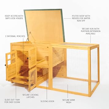 FeelGoodUK Chicken Coop, 160 x 75 x 80 cm