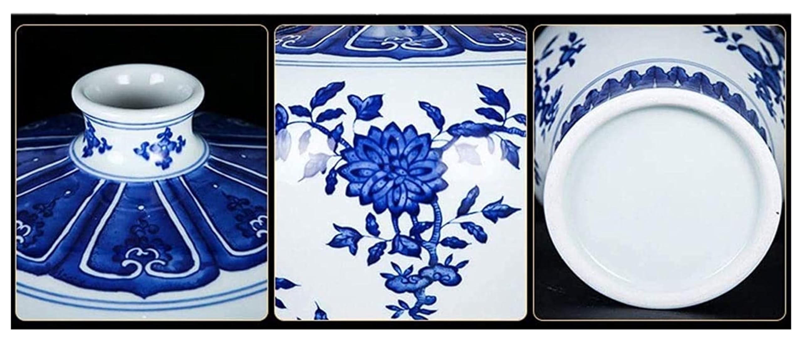 Vasen Vase aus Keramik, handgefertigt, blaues und weißes Muster, Wohnzimmer, Hotelzubehör for Blumen