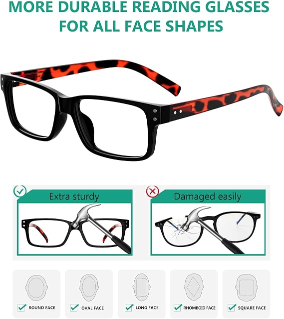 Eyekepper Classic Spring Hinge Reading Glasses Sun Reading Glasses Pack of 5