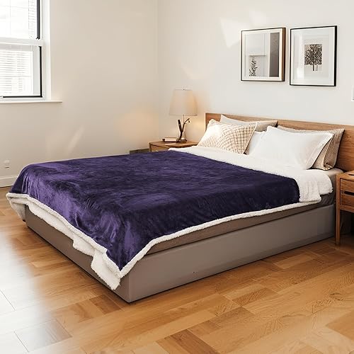 Miniatura 7 de Manta térmica eléctrica tamaño matrimonial de 72 x 84 pulgadas, tela de franela y sherpa de doble cara, 6 ajustes de calor y 1-10 horas de apagado