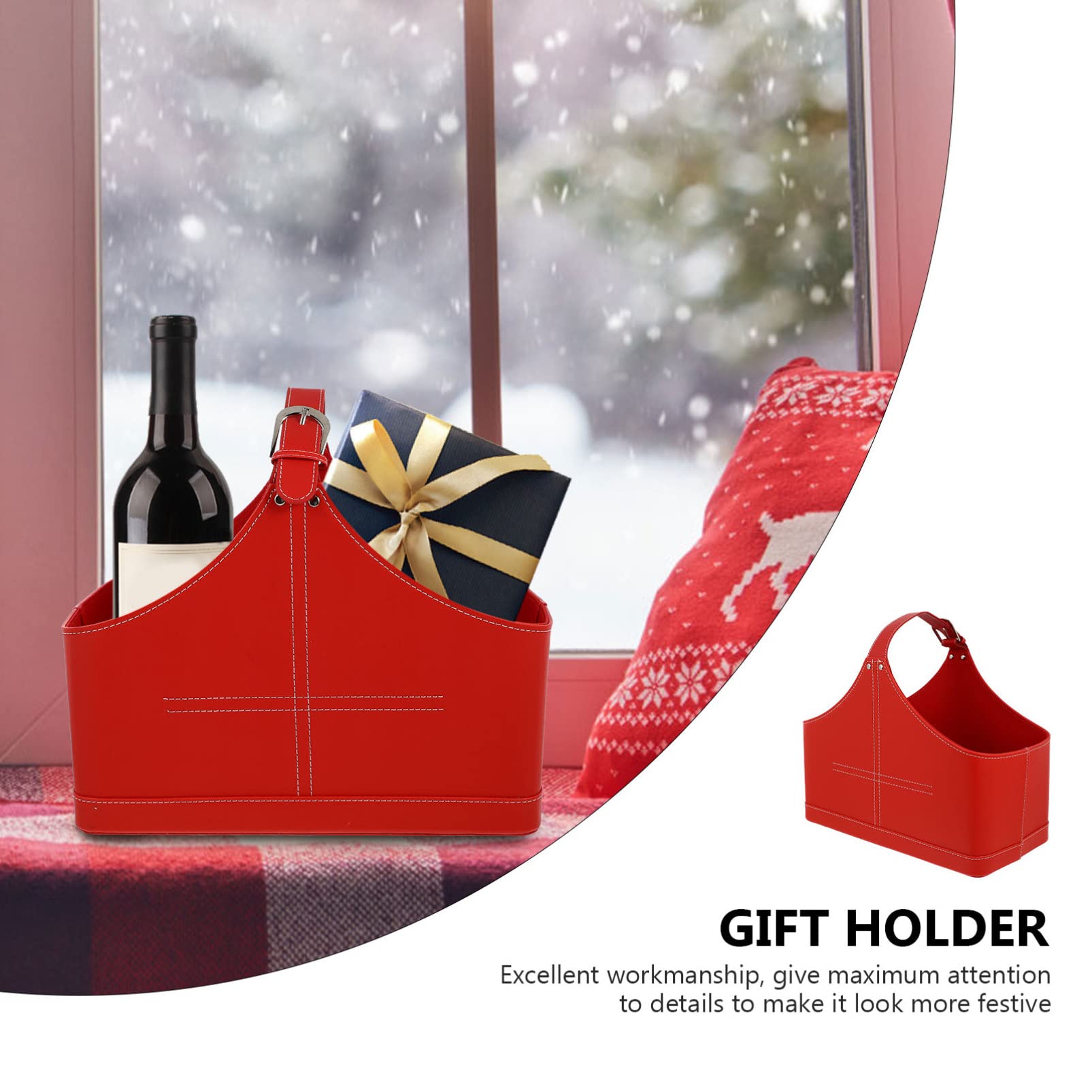 Vaguelly 1pezzi Sacchetto Regalo di Natale in Pelle Pu Bustina Regalo Portatile Sacchetto per Confezionare Regali Accessori per Feste per Trasportare Regali Stile Casuale