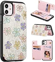 Vista 241 de UEEBAI Funda tipo cartera para iPhone 15 Pro Max con tarjetero, cubierta de cuero PU con soporte, bloqueo RFID, doble cierre magnético, relieve