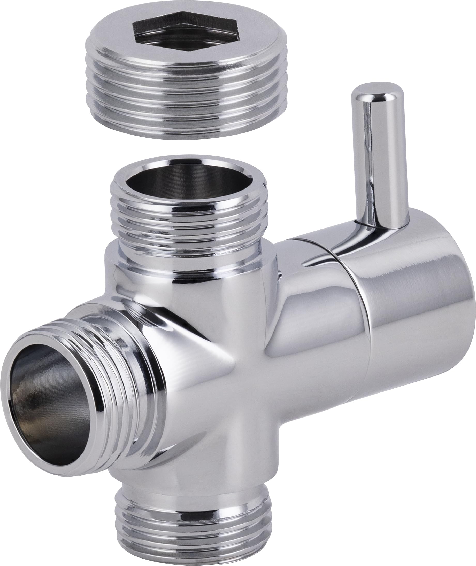Inversor de ducha 3 vías 1/2" + adaptador 3/4" | Cromado con mando selector | Ideal para grifos o columnas | Resistente y fácil de instalar | EUROSANIT
