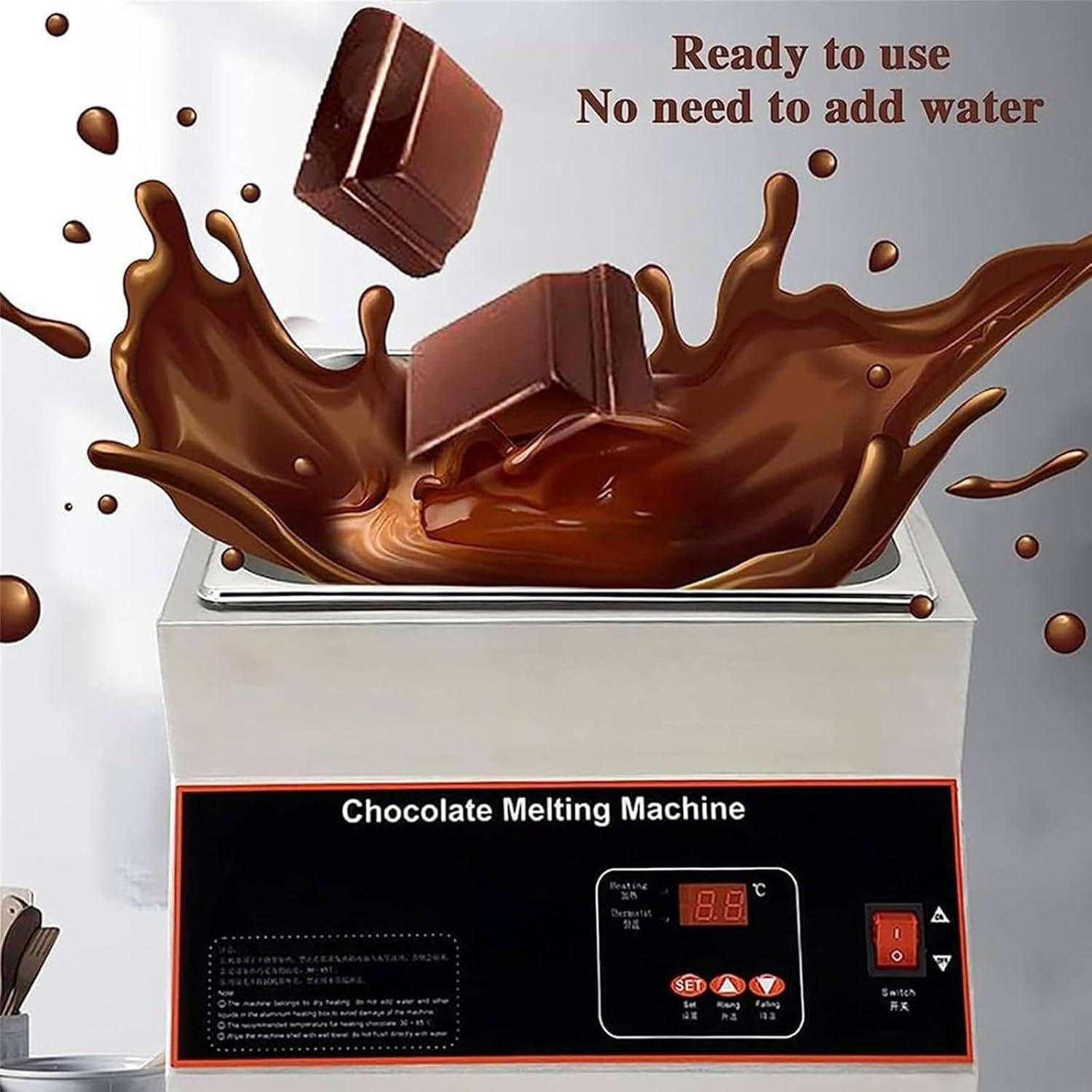 Scioglitore elettrico di cioccolato, dispositivo di temperaggio Dispositivo di fusione del cioccolato Pentola per fusione del cioccolato Fonduta di cioccolato per adatta per riscaldare la crema,1Tank